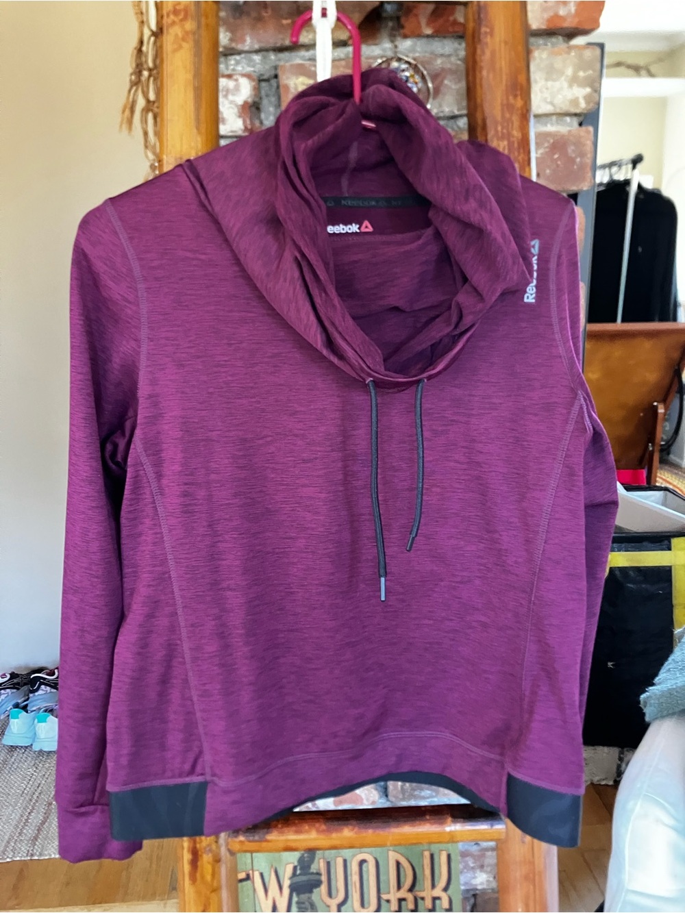 Reebok Medium Purple & Black Colorblock Pullover Hoodie AY1851